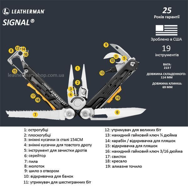 Мультиинструмент Leatherman Signal Coyote, нейлоновый чехол