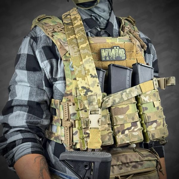 Ремінь збройовий триточковий RAGNAROK з широким наплічником KRAKEN carbine Піксель