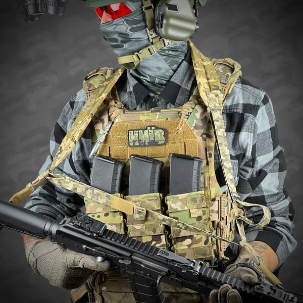 Ремінь збройовий триточковий RAGNAROK з широким наплічником KRAKEN carbine Піксель