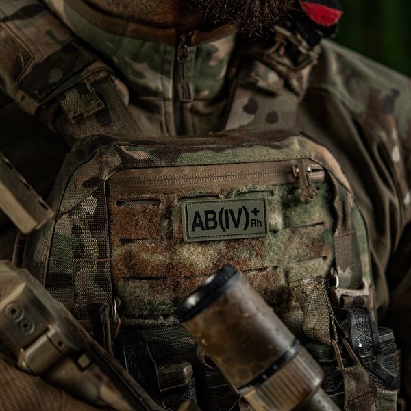 M-Tac нашивка група крові AB(IV) Rh(+) PVC 25х60 Olive ПВХ