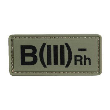 M-Tac нашивка група крові B(III) Rh(-) PVC 25х60 Olive*